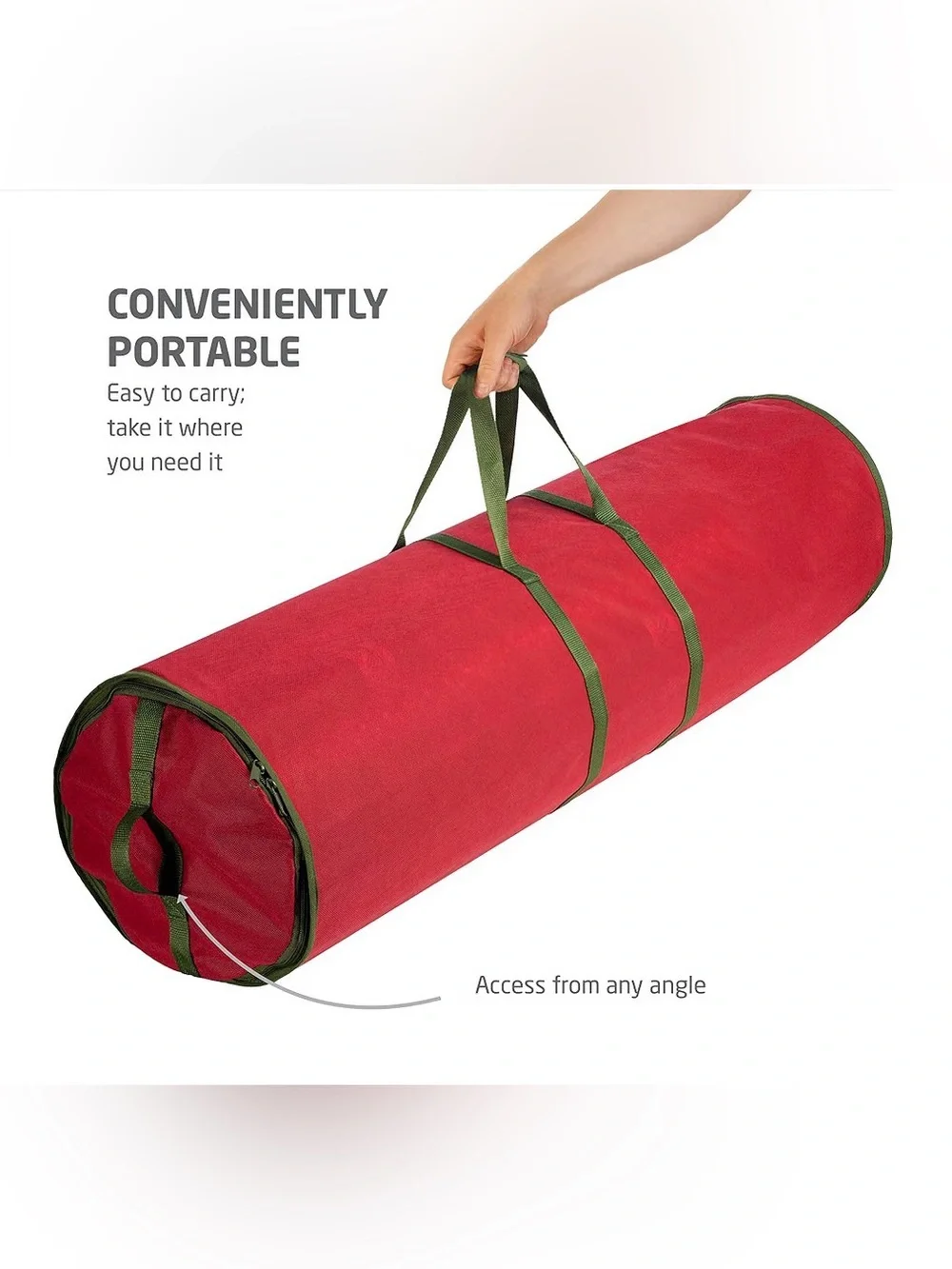 Holiday Red Gift Wrap Storage Bag with Green Handles